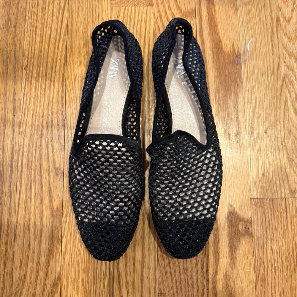 Zara Women's Black Mesh Loafers size 40